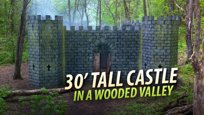 giant 30 foot tall castle paintball course